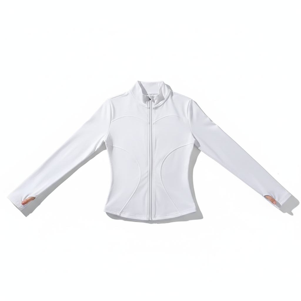 Veste yoga blanche fond blanc