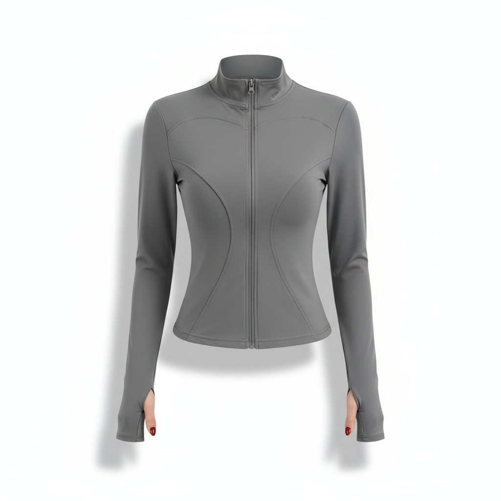 Veste yoga grise fond blanc