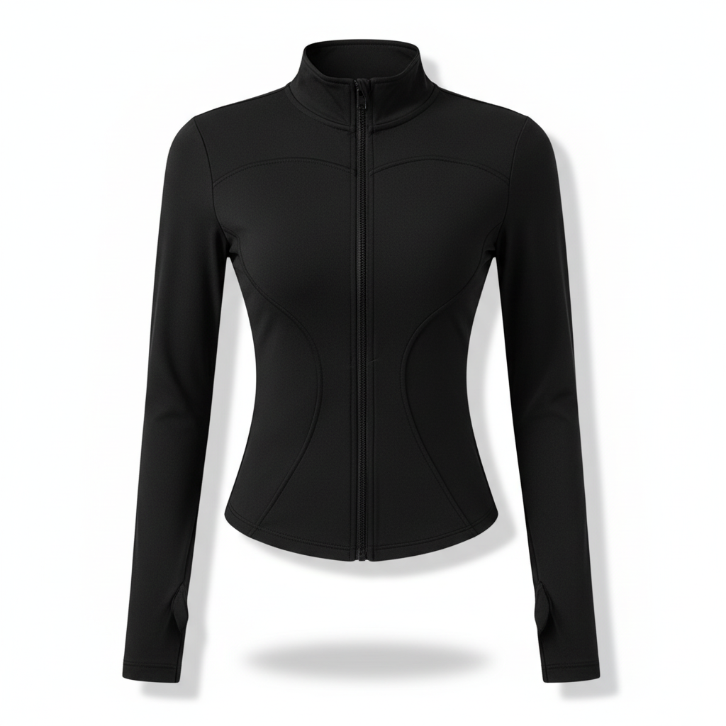 Veste yoga noire fond blanc